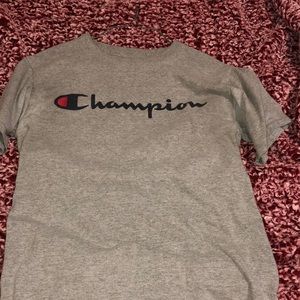 grey, navy blue & red champion tshirt